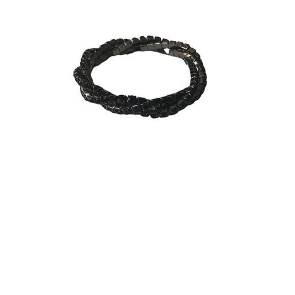 Austrian Crystal Stretch Bracelet 3 Row Bracelet Black - Picture 1 of 5